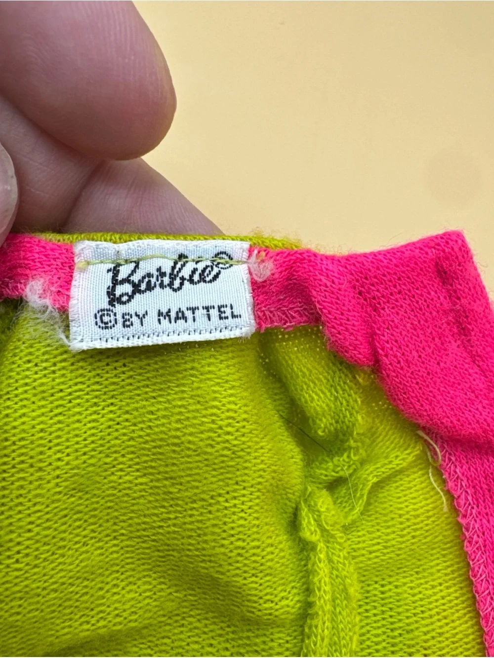 MATTEL BARBIE #1858 FANCY DANCY KNIT JACKET GREEN HOT PINK  doll clothes 1968